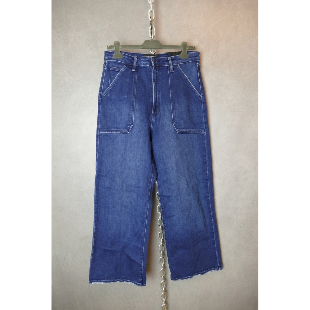 JUST BLACK DENIM Women's 30x28 Wide Leg Crop Jeans Made in USA Dark Wash‎